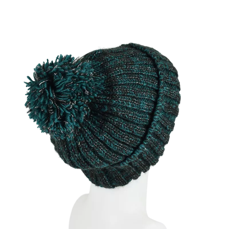 Bonnet Femme Tricot Chiné Laine Pompon -R
