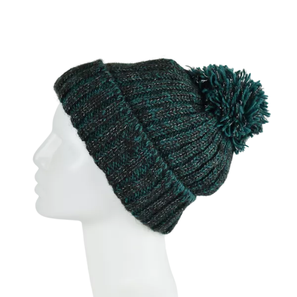 Bonnet Femme Tricot Chiné Laine Pompon -R