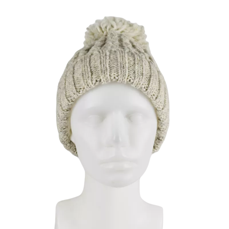 Bonnet Femme Tricot Laine et Pompon -T