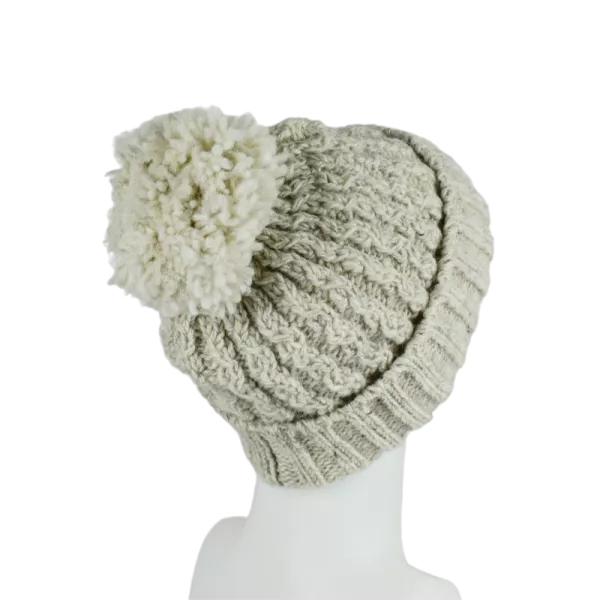 Bonnet Femme Tricot Laine et Pompon -T