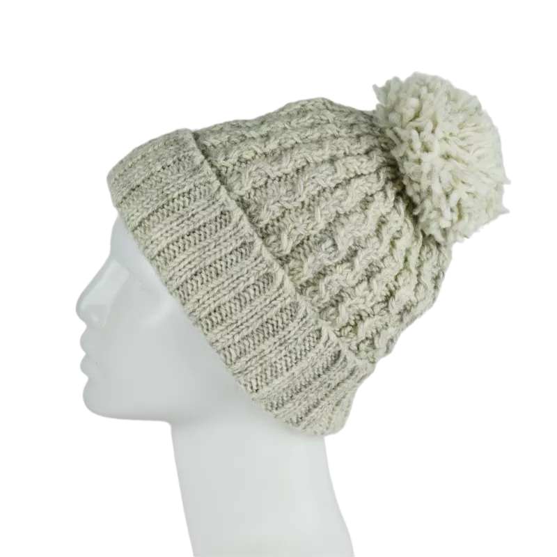 Bonnet Femme Tricot Laine et Pompon -T