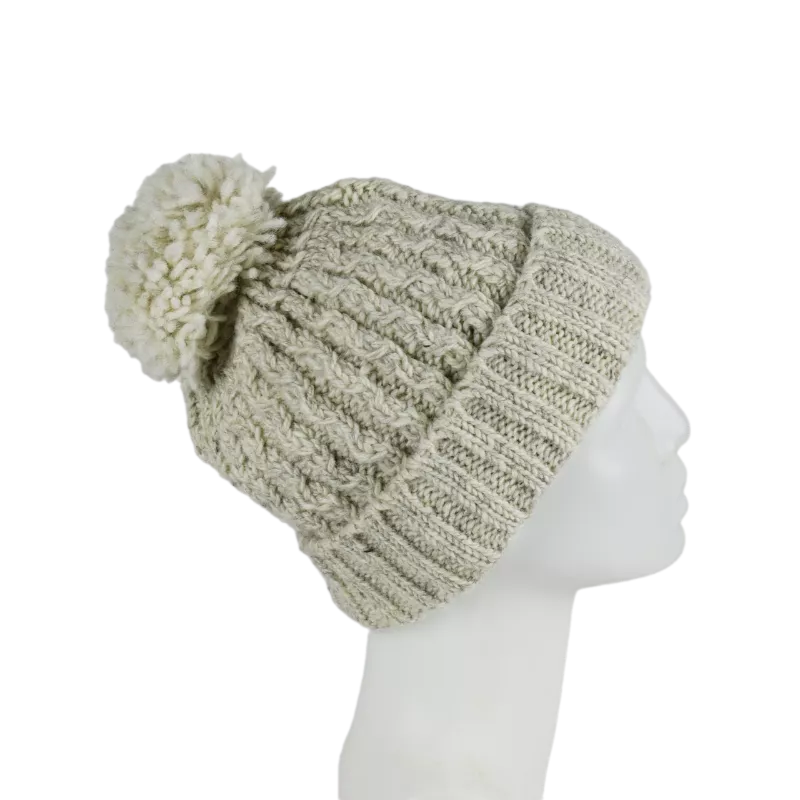 Bonnet Femme Tricot Laine et Pompon -T