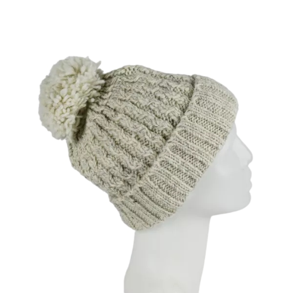 Bonnet Femme Tricot Laine et Pompon -T