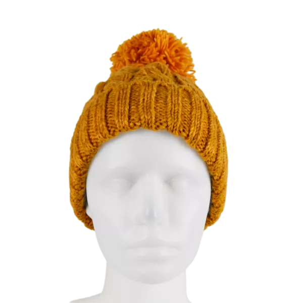 Bonnet Uni Tricot Laine Pompon -U