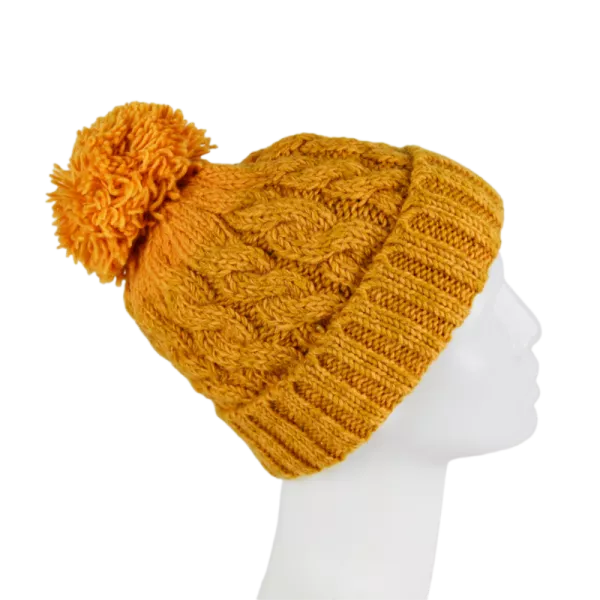 Bonnet Uni Tricot Laine Pompon -U
