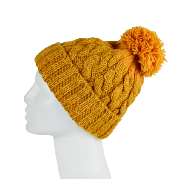 Bonnet Uni Tricot Laine Pompon -U