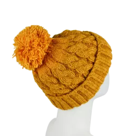 Bonnet Uni Tricot Laine Pompon -U