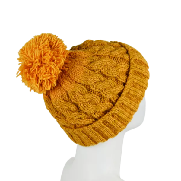 Bonnet Uni Tricot Laine Pompon -U
