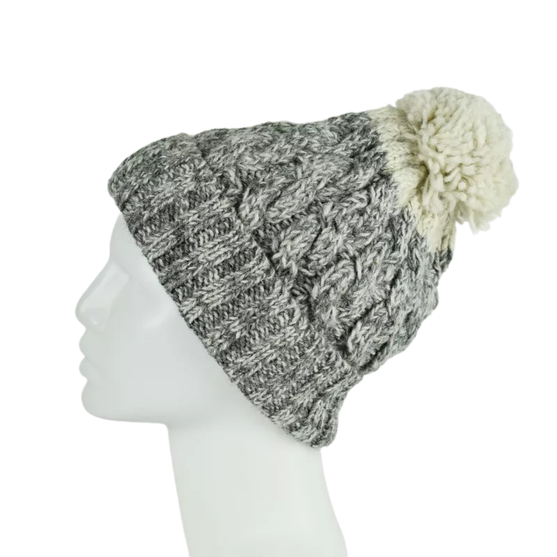 Bonnet Chiné Gris en Tricot Laine -V