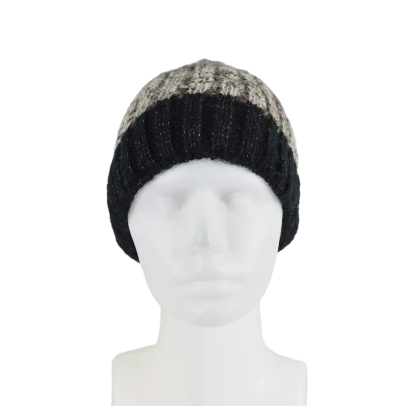 Bonnet Court Tricoté Laine et Mohair -X