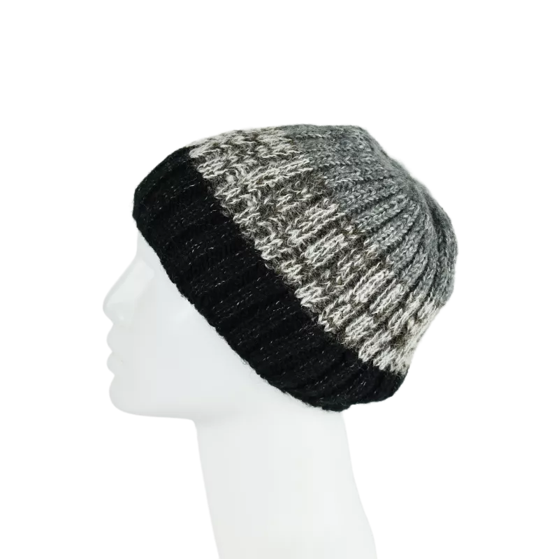Bonnet Court Tricoté Laine et Mohair -X
