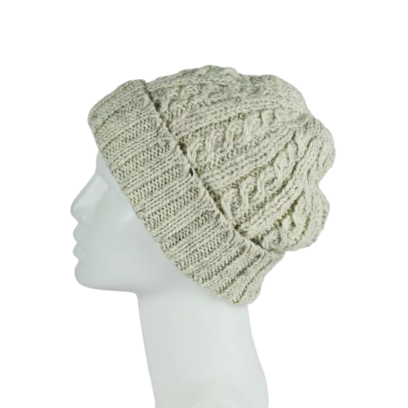 Bonnet Femme Tricot Laine Beige -Y
