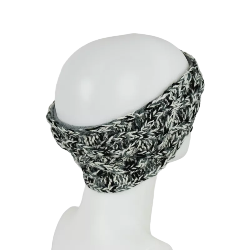 Bandeau Laine tricoté chiné et Bouton Coco