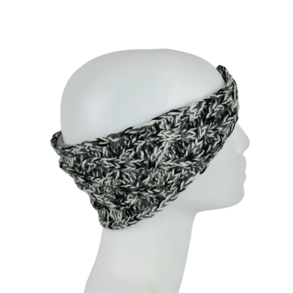Bandeau Laine tricoté chiné et Bouton Coco