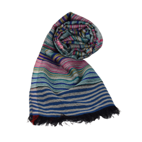 Écharpe Pusai Laine Fine à Rayures Multicolores