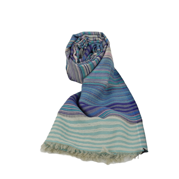 Écharpe Pusai Laine Fine à Rayures Multicolores