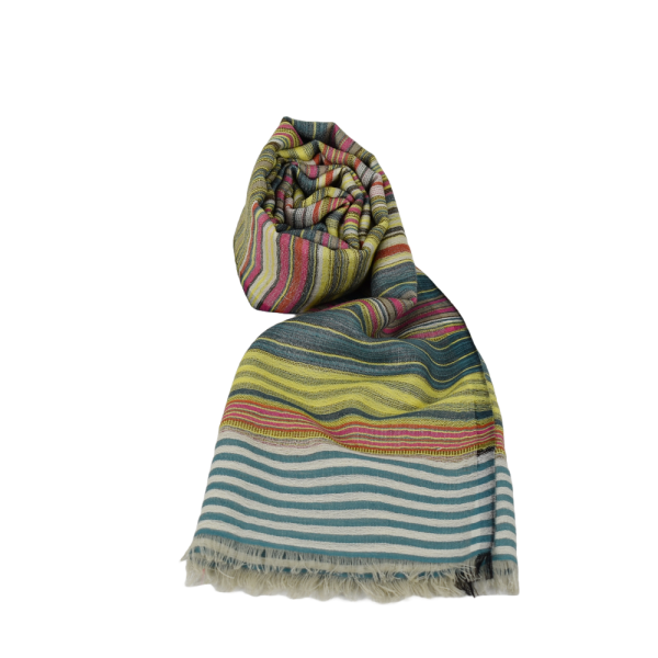 Écharpe Pusai Laine Fine à Rayures Multicolores