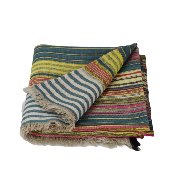 Écharpe Pusai Laine Fine à Rayures Multicolores