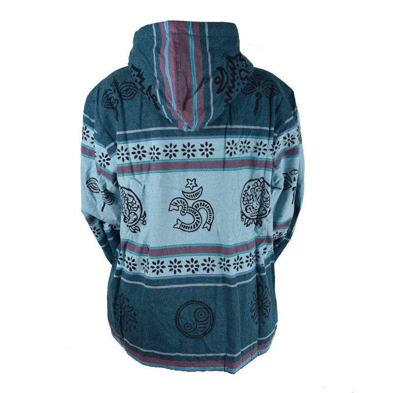 Veste Ruga Block Print Imprimé Népal Ton Bleu