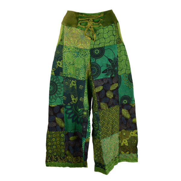 Pantalon Large Patchwork Vert jersey Sona