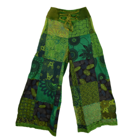 Pantalon Large Patchwork Vert jersey Sona