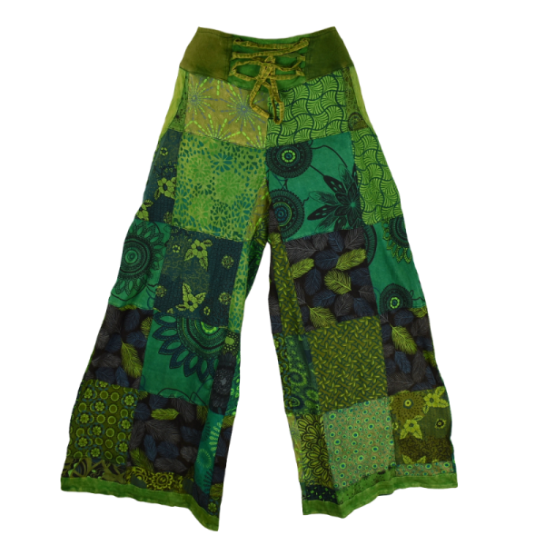 Pantalon Large Patchwork Vert jersey Sona
