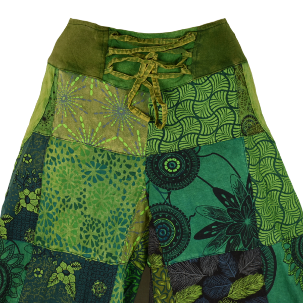 Pantalon Large Patchwork Vert jersey Sona