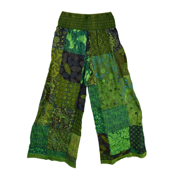 Pantalon Large Patchwork Vert jersey Sona