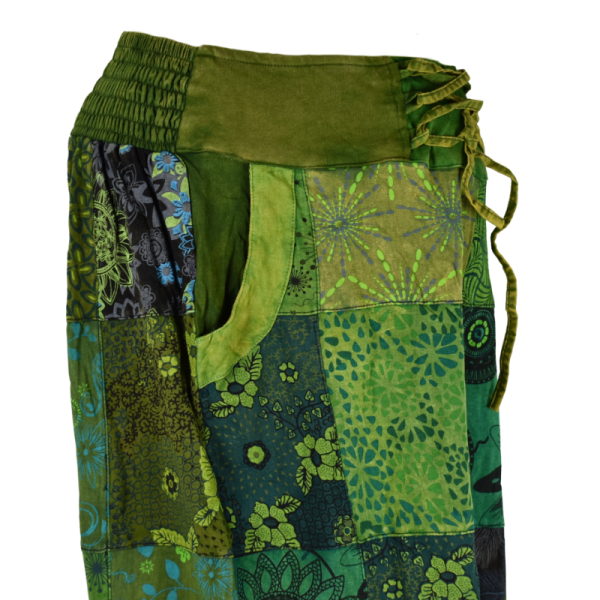 Pantalon Large Patchwork Vert jersey Sona