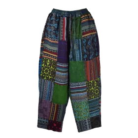 Pantalon Coton Épais Patchwork « Puranta » Ton Bleu