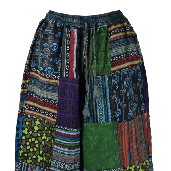 Pantalon Coton Épais Patchwork « Puranta » Ton Bleu