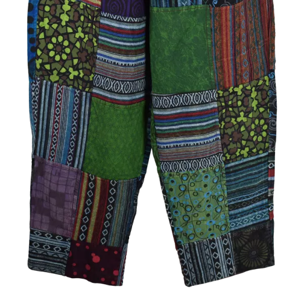 Pantalon Coton Épais Patchwork « Puranta » Ton Bleu
