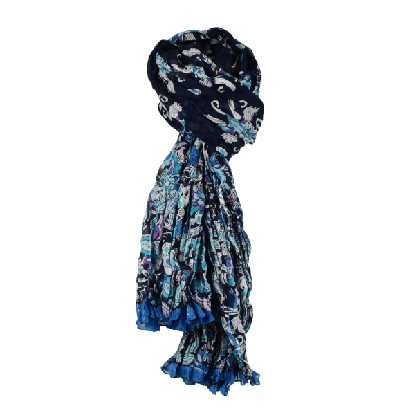 Écharpe Bleu Trois Tons Coton CH25-A