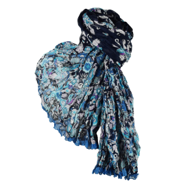Écharpe Bleu Trois Tons Coton CH25-A