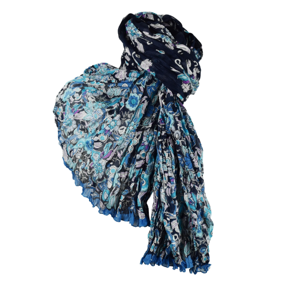 Écharpe Bleu Trois Tons Coton CH25-A