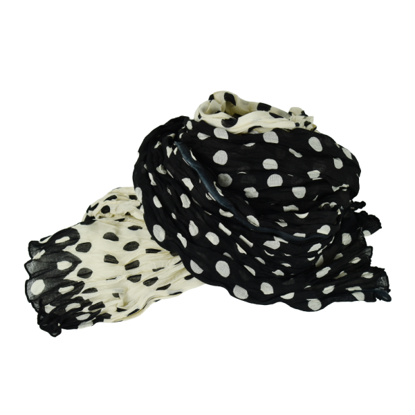 Écharpe Noir et Écru Coton Imprimé CH25-C