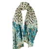 Écharpe Bleu et Écru Coton Imprimé CH25-D