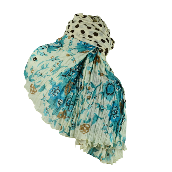 Écharpe Bleu et Écru Coton Imprimé CH25-D