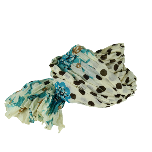 Écharpe Bleu et Écru Coton Imprimé CH25-D