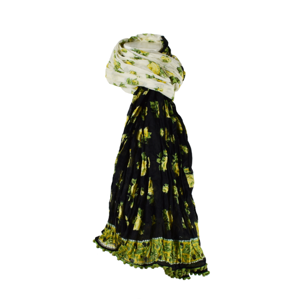 Écharpe Jaune et Noir Coton Imprimé CH27-A