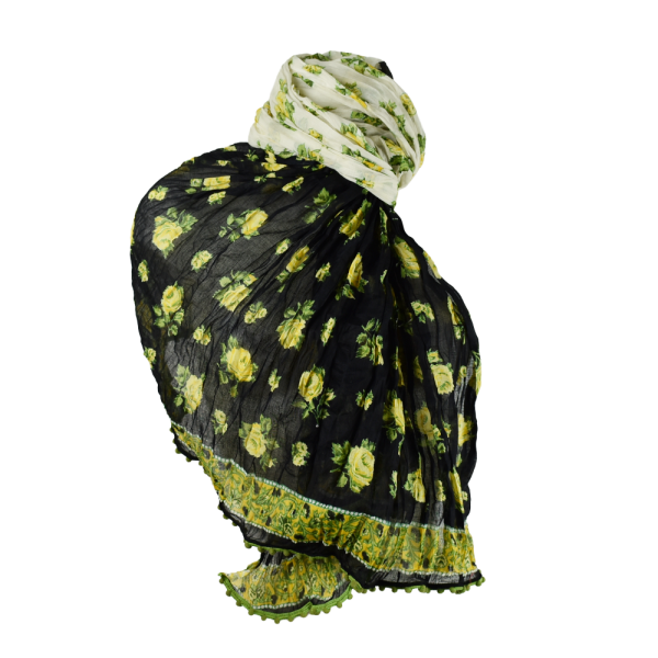 Écharpe Jaune et Noir Coton Imprimé CH27-A