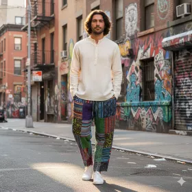 Pantalon Patch Puranta Ton Bleu