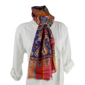 Foulard Shala Laine et Soie Motif Cachemire
