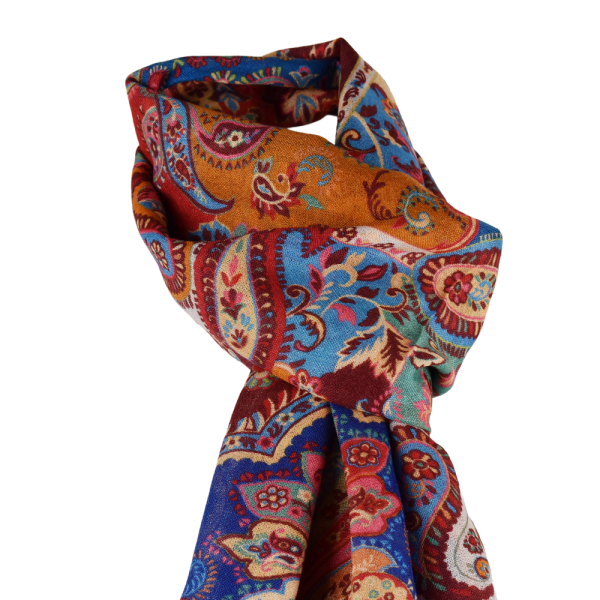 Foulard Shala Laine et Soie Motif Cachemire