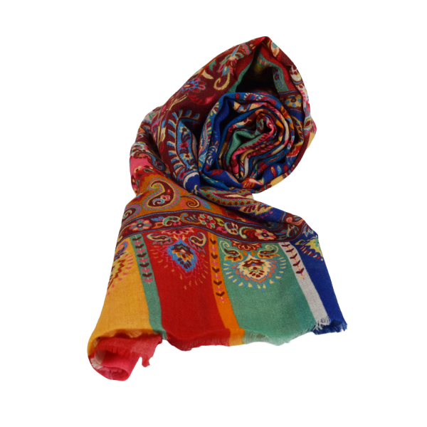Foulard Shala Laine et Soie Motif Cachemire