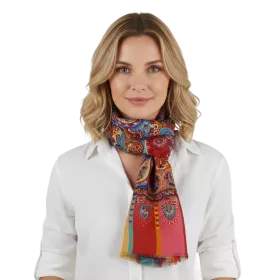 Foulard Shala Laine et Soie Motif Cachemire