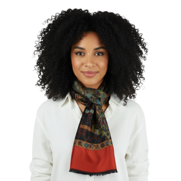 Écharpe Soie et Modal Motif Cachemire