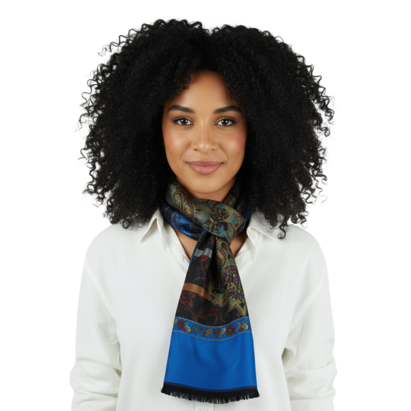 Écharpe Soie et Modal Motif Cachemire