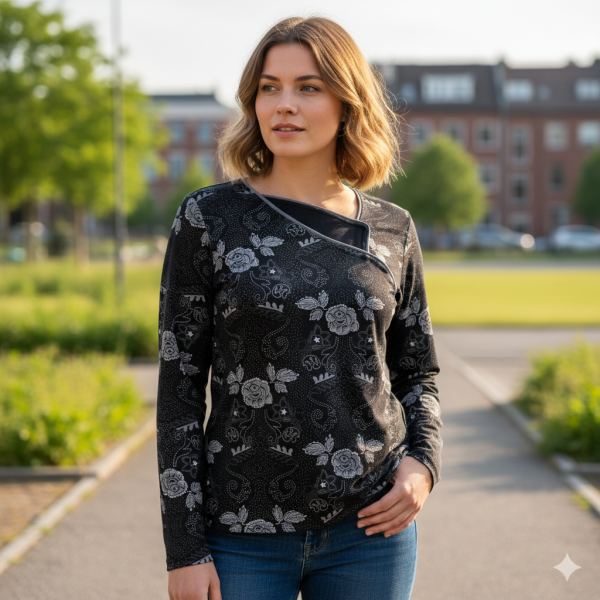 T-Shirt Upla Maille Jersey Noir Floral