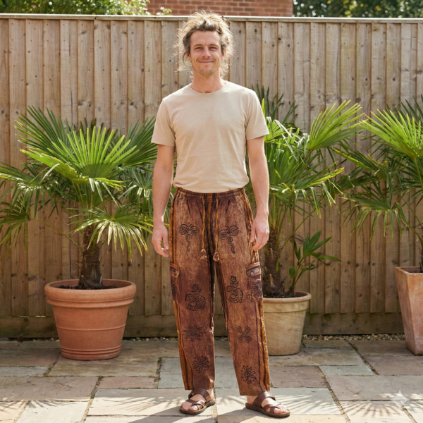 Pantalon Pokhar Coton Ethnique Marron